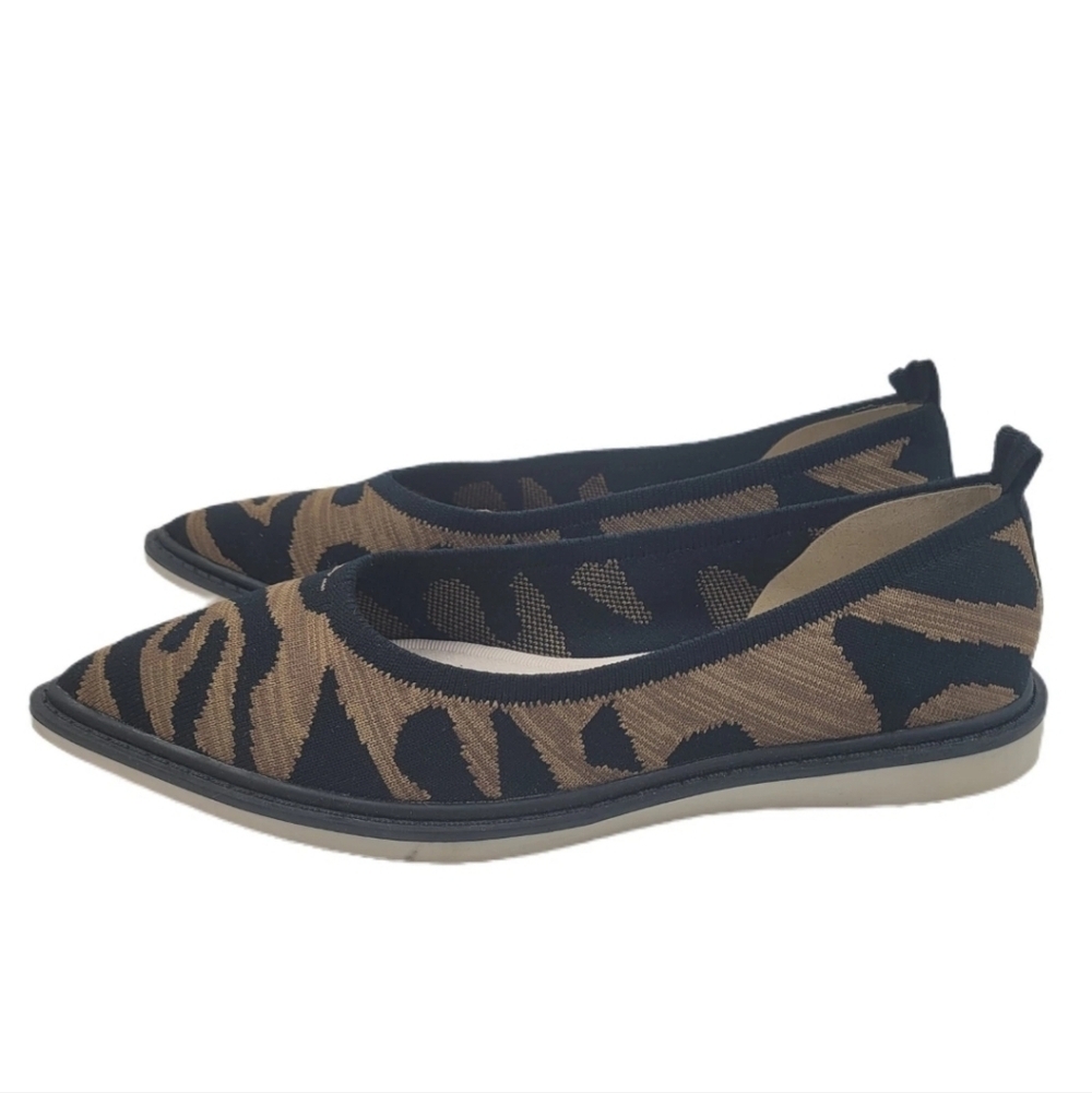 Louise Et Cie Celete Animal Print Knit Pointed Toe Flats Slip On 5.5M Lightweigh